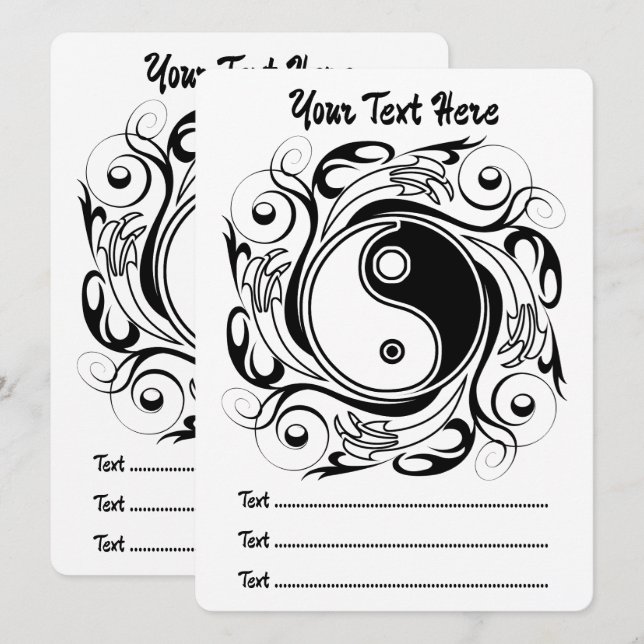 Programa Símbolo Yin & Yang Preto e Branco Estilo Tatuagem (Frente/Verso)