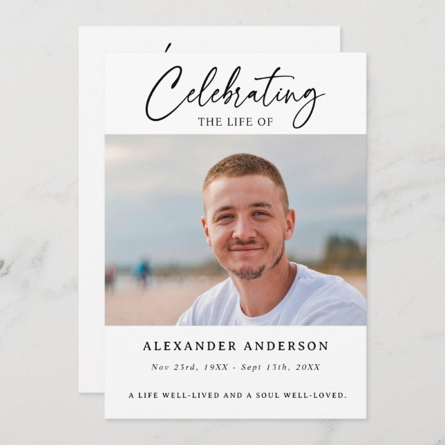 Programa Simple Celebration of Life Funeral Photo Memorial (Frente/Verso)