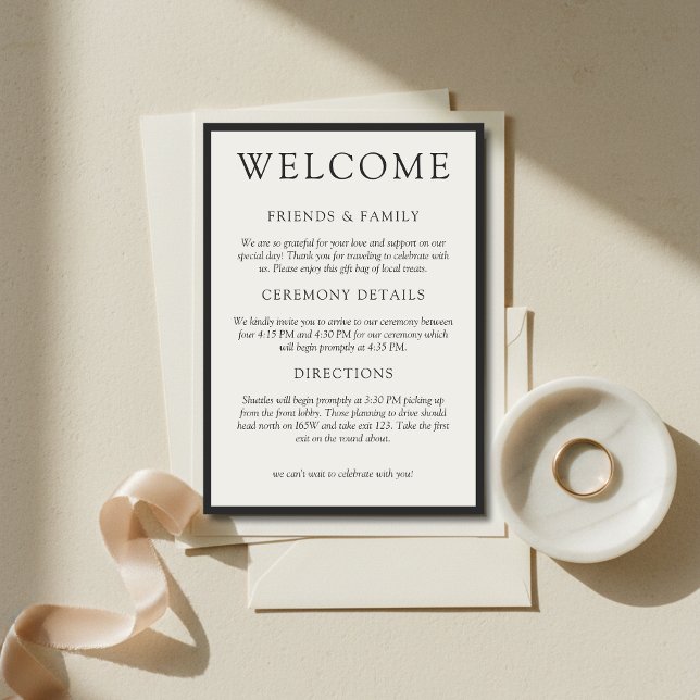 Programa Simple Charcoal Classic Wedding Welcome (Simple Charcoal Classic Wedding Welcome Program)