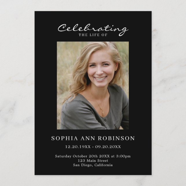 Programa Simple Photo Memorial Order Of Service Black (Frente)