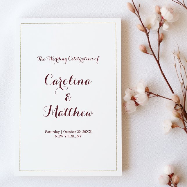 Programa simples de burgundy branca elegante (Simple elegant white gold burgundy Program )