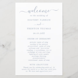 Programa Simples de Casamento Azul Elegante