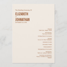 Programa Simples de Casamento de Boho Terracotta