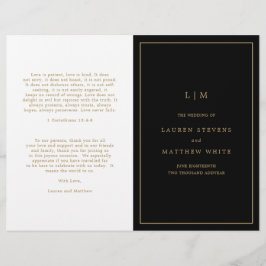 Programa Simples de Casamento de Monogramas Preto 