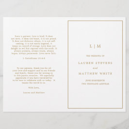 Programa Simples de Casamento em Monograma Dourado