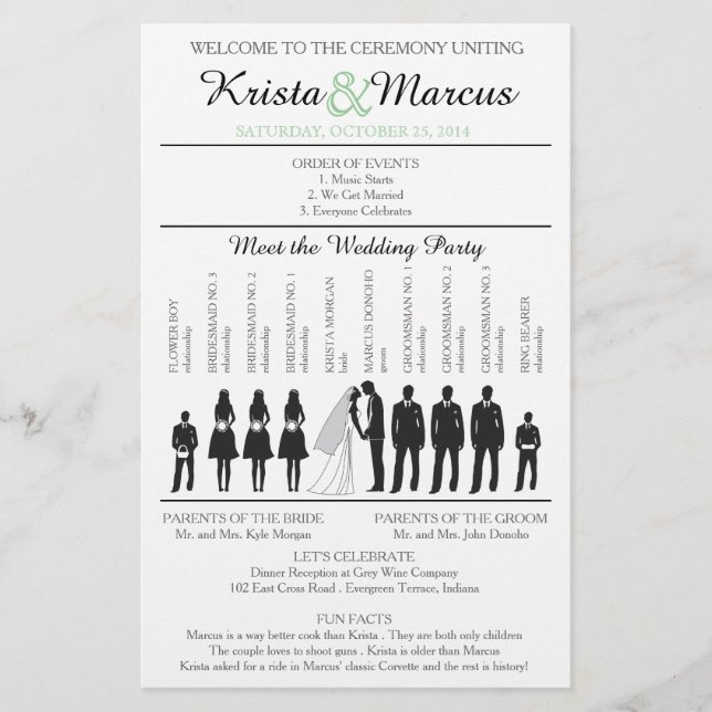 Programa Simples de Casamento Silhouettes Flyer-2B (Frente)