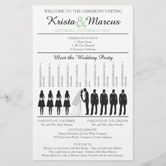 Programa Simples de Casamento Silhouettes Flyer-2B (Frente)