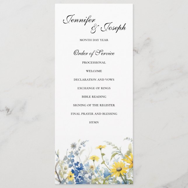 Programa Simples de Cerimônia de Casamento do Jard (Frente)