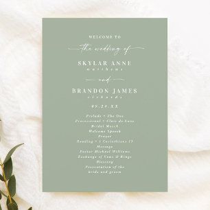 Programa Simples de Cerimônia de Casamento Verde d
