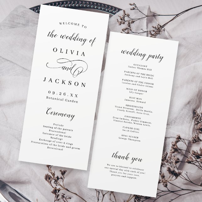 Programa Simples e elegante casamento com guião romântico (Simple elegant romantic script wedding program)