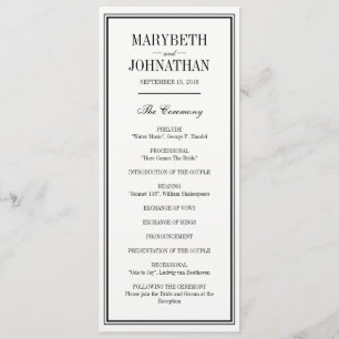 Programa simples e elegante da cerimónia de