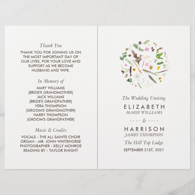 Programa Simples Elegante de Flor Botânica (Frente)