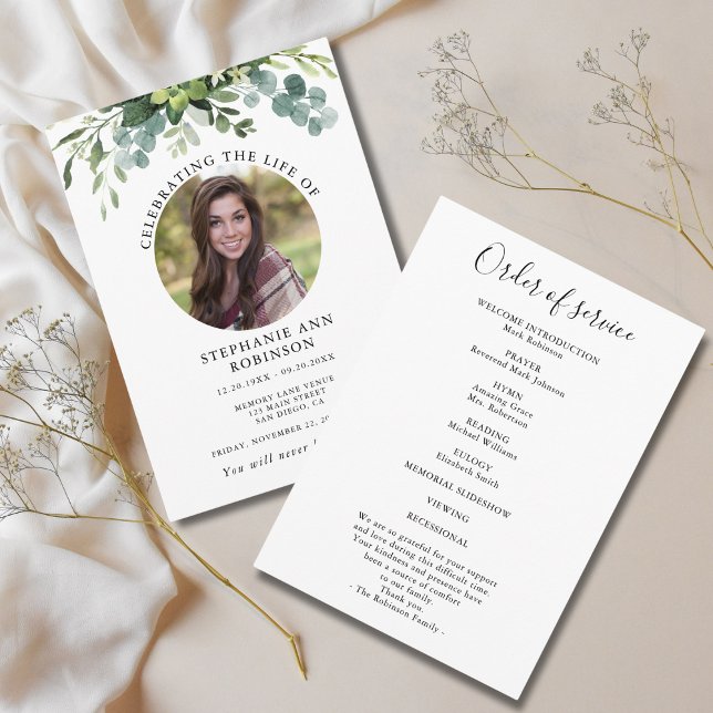 Programa Simples Foto Funeral Ordem de Serviço Memorial (Criador carregado)