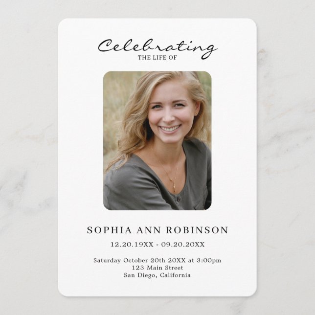 Programa Simples Foto Funeral Ordem De Serviço Memorial (Frente)