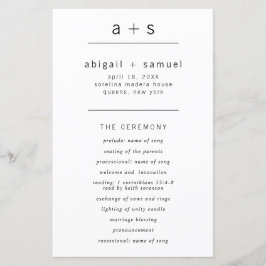 Programa Simples Monograma de Casamento Moderno Mi