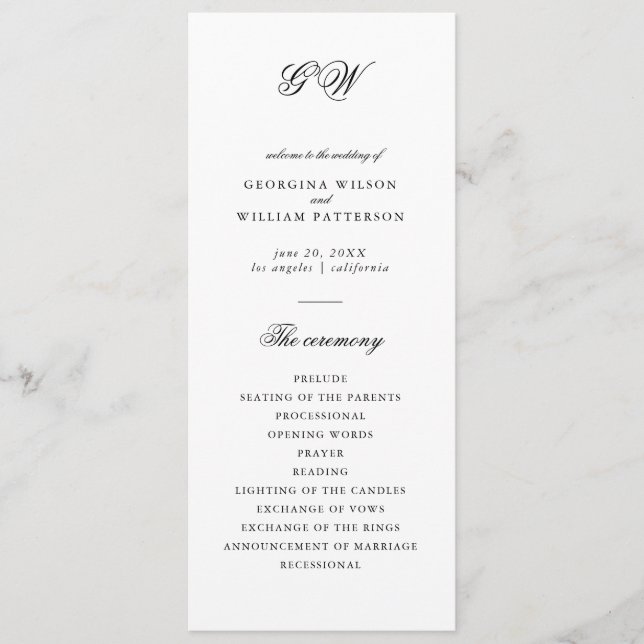 Programa Simples Monograma de Script Moderno Minim (Frente)