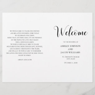 Programa simples preto e branco do casamento