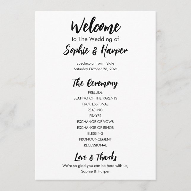 Programa Simples versátil, preto e branco casual moderno (Frente)