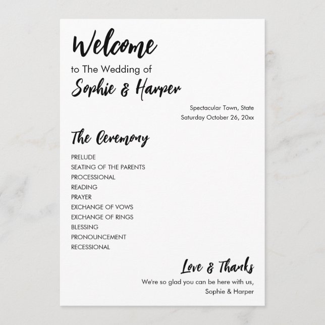 Programa Simples versátil, preto e branco casual moderno (Frente)