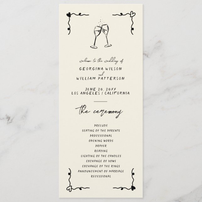 Programa Simples Whimsical Retro Manuscrito (Frente)