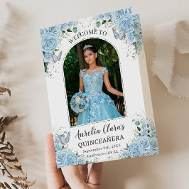 Programa Sky Blue Floral Silver Quinceañera Ordem dos Acont