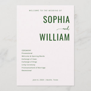 Programa Sofisticada Cerimônia de Casamento Minimalista Ver
