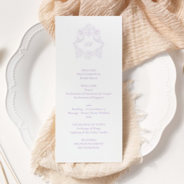 Programa Sophisticated Classic Script Lavender Wedding (Criador carregado)
