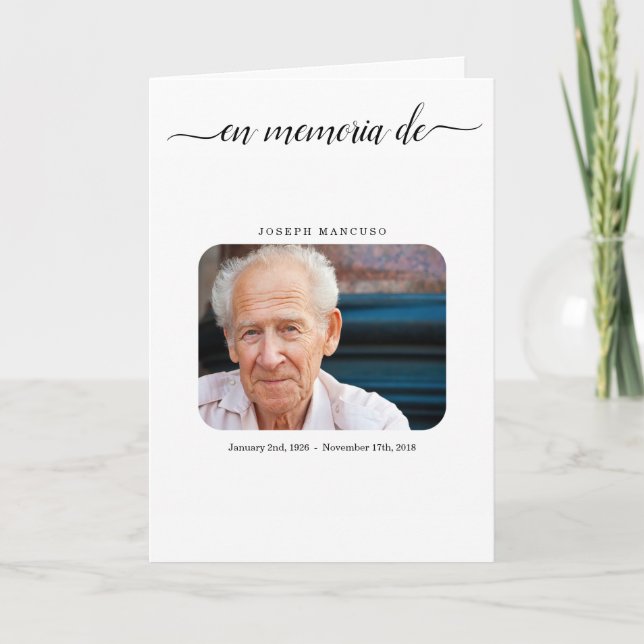Programa Spanish Funeral Program  Memorial Service Pamphlet (Frente)