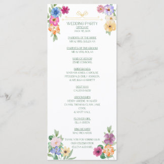 Programa Spring Floral wildflower wedding program
