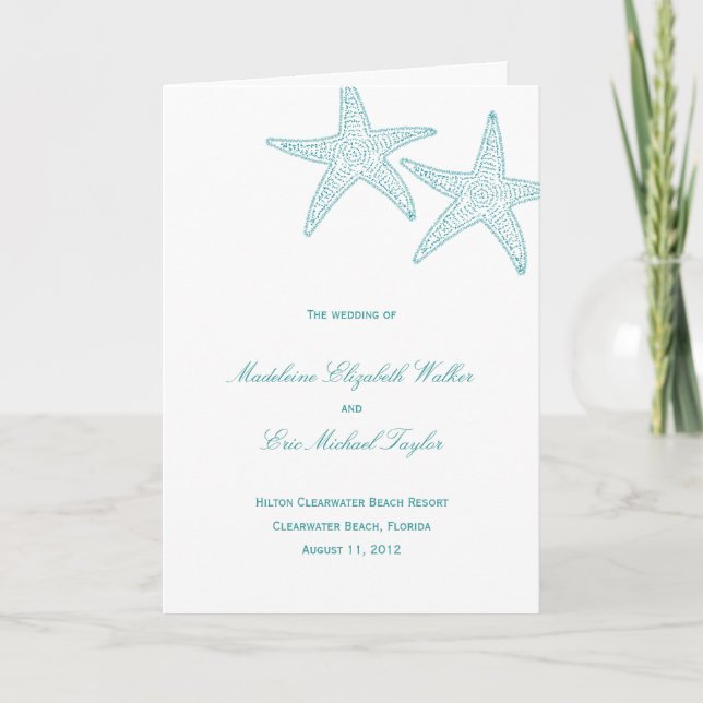 Programa Starfish Wedding Program Card (Frente)