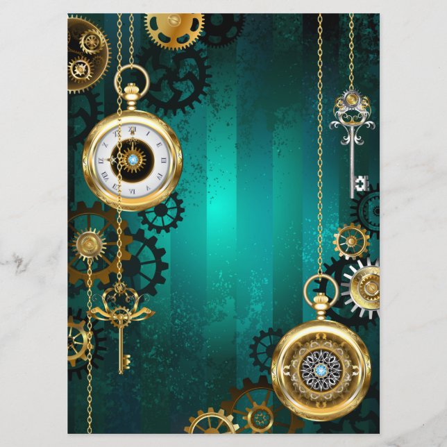 Programa Steampunk Jewelry Watch em um fundo verde (Frente)