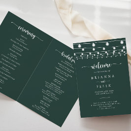Programa String Lights Green Wedding Program