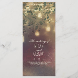 Programa String Lights Mason Jar Rustic Wedding Programs