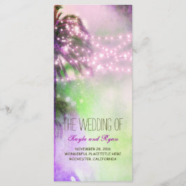 Programa String Lights Palms Beach Purple Wedding Programs