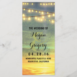 Programa String Lights Palms Beach Sunset Wedding Programs