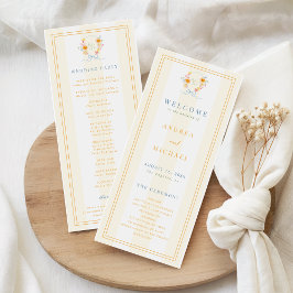 Programa Stripes Floral Crest Monogram & Bow Spring Wedding