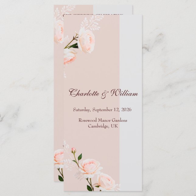 Programa Suave púrpura e cinzas com flores (Frente/Verso)