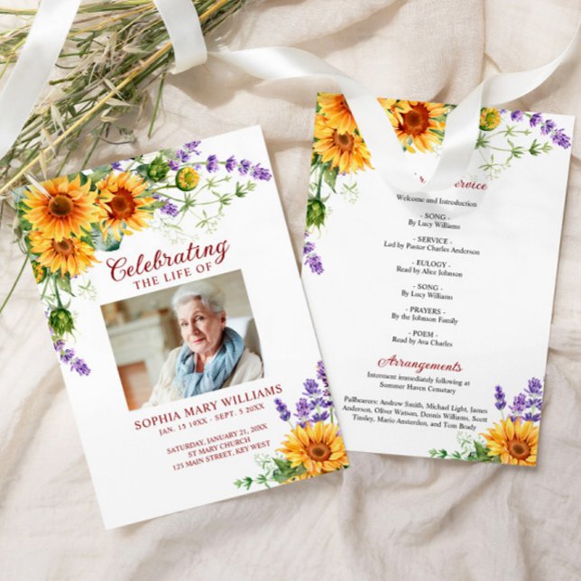 Programa Sunflower Memorial Ordem Funeral de Serviço (Criador carregado)