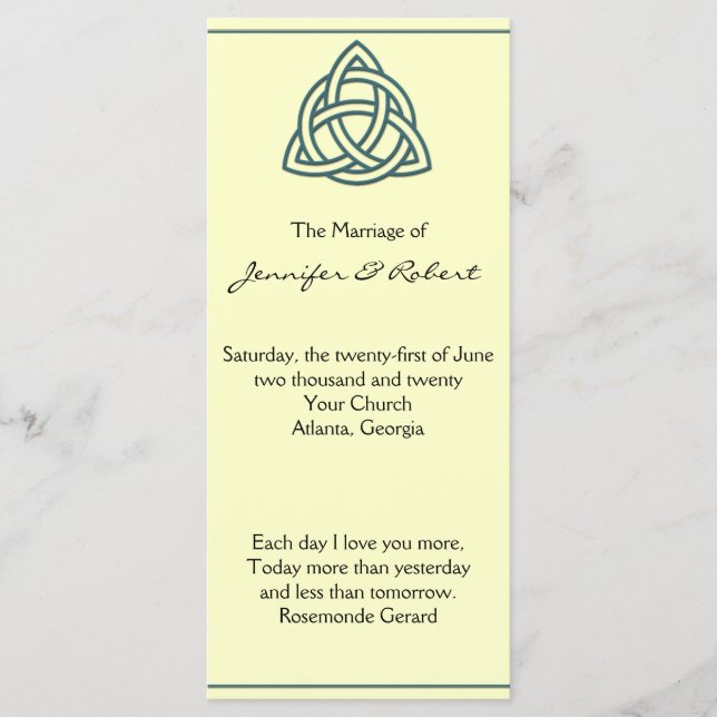 Programa Teal Celtic Knot Wedding Program (Frente)