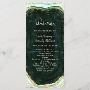 Programa Teal Green e Dourada Cerimônia de Casamento do Aga