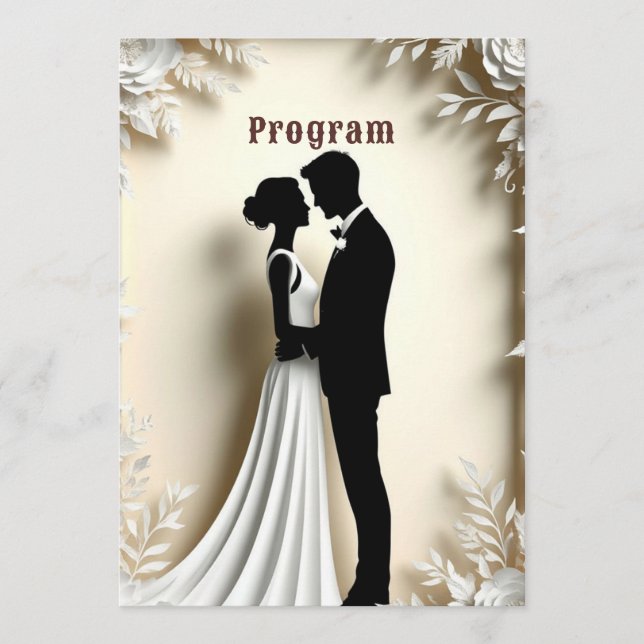 Programa Tema de Casamento Floral Marfim Casal Abraço (Frente)