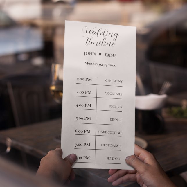 Programa Tema Elegante de Casamento Negro e Branco (Wedding Timeline list is more important, then why wait try out this card)