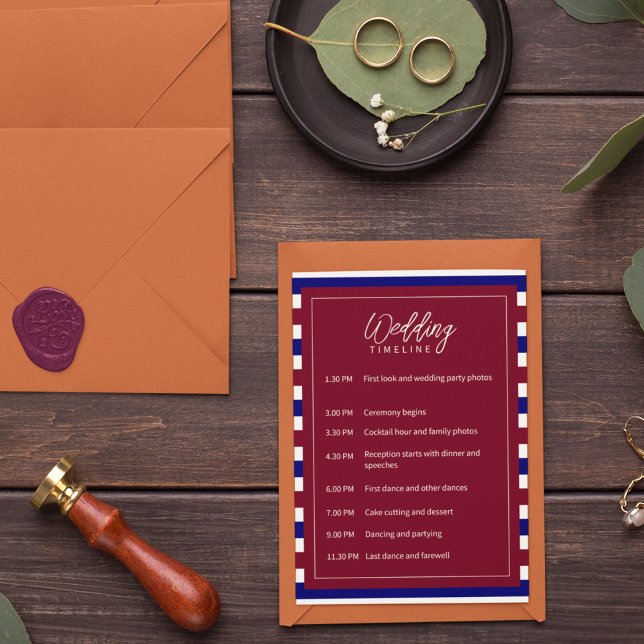 Programa Tema Real de Casamento Vermelho e Azul (Wedding programs cards that matches same as your invitation and theme. )