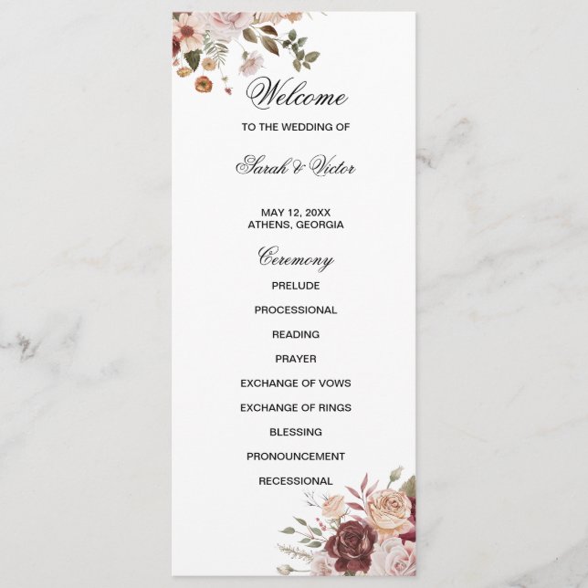 Programa Terra Cotta and Green double side program card  (Frente)