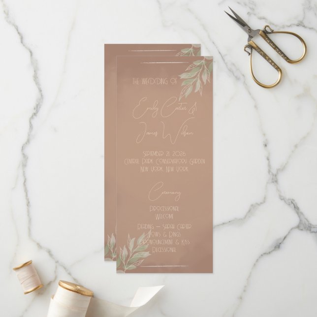 Programa Terracota Casamento Minimalista Boho (Frente/Verso In Situ)