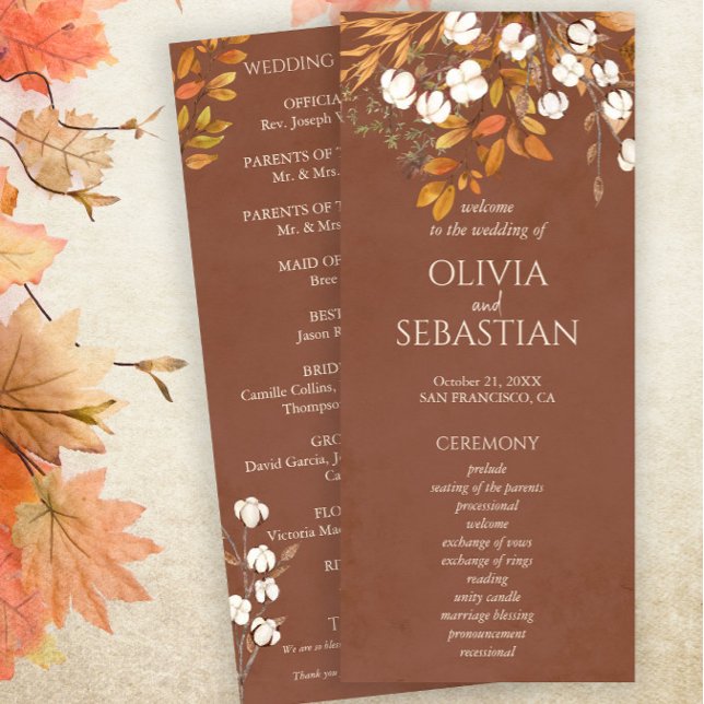 Programa Terracotta Autumn Deixa Casamento outono Boho (Criador carregado)