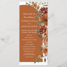 Programa Terracotta Burnt Orange Rust Arch Casamento Floral