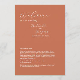 Programa Terracotta Elegant Script Wedding Itinerário