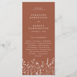 Programa Terracotta Rustic Fall Wildflower Wedment Program