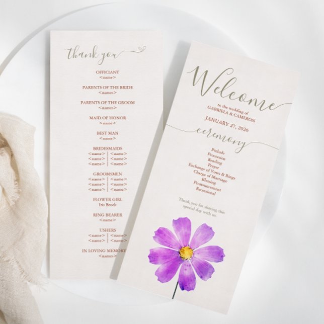 Programa Terracotta Watercolor Daisy Wedding Program (Criador carregado)